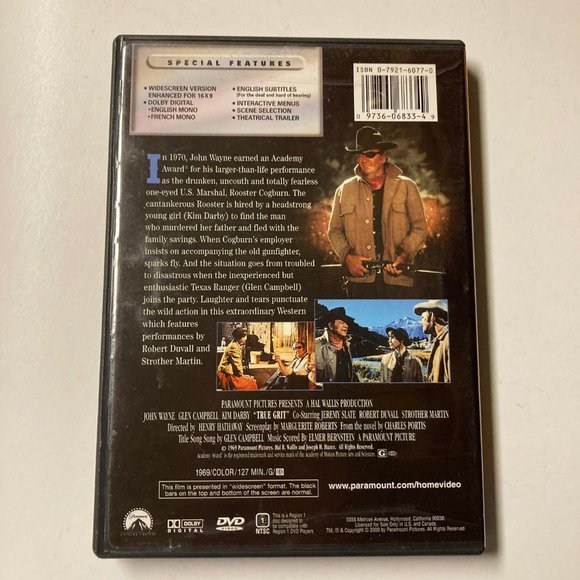 True Grit DVD (Widescreen Edition) - John Wayne, Dennis Hopper,  Robert Duvall - Picture 2 of 4
